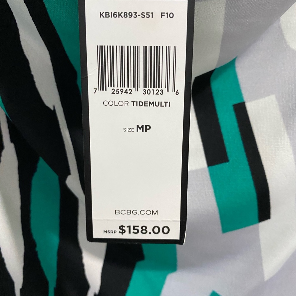 BCBGMAXAZRIA - 3/4 Sleeve Mini Bodycon Dress (Tide Multi) Size MP Petite - Picture 4 of 9